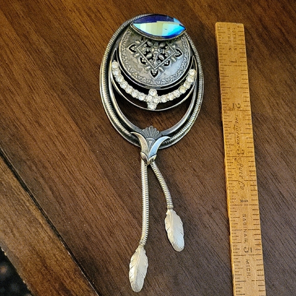 Ermani Bulatti Silver and Blue Vintage Brooch with Feather Details - Picture 1 of 6